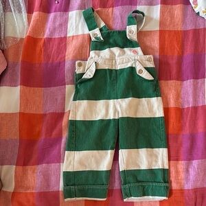 Striped overalls green cream The Animal Observatory